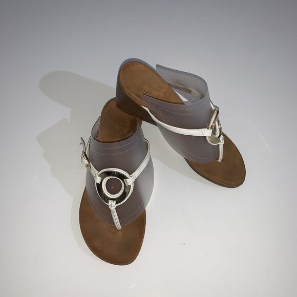Vionic Orchid Wedge Sandals Womens Size 5 White Wide Platform Shoes Buckle - Picture 1 of 9